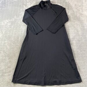 J McLaughlin Dress Womens XS Black Mock Neck Snap Pockets Luxury Minimalist
